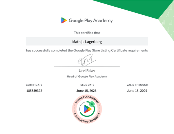 Google Play Academy - Store Listing certificate